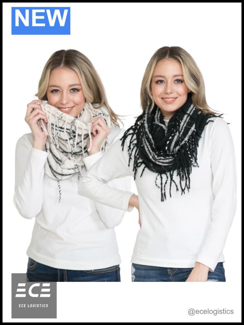 Women's Plaid Infinity Scarf Ultra Soft Cold Weather Loop Scarf Acrylic